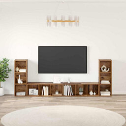 Berkfield Modern Tv Cabinet 4 Pcs Old Wood Engineered Wood - thumbnail 2
