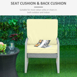 Outsunny Outdoor Seat And Back Cushion Set Replacement Cushions, Cream White - thumbnail 4