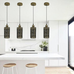 2 Pack Brushed Brass Metal Bulb Guard Drum Shaped Lamp Shades For Ceiling Pendant Lights Indoor Easy Fit Wire Cages (2 Pack) - thumbnail 4