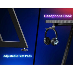 100Cm Black Gaming Desk With Smart Led Lights & Ergonomic Monitor Stand - thumbnail 5
