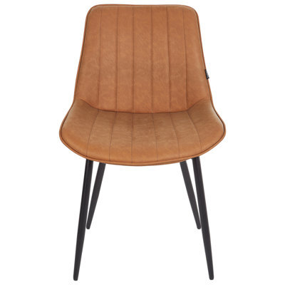 Wyld And Coco Ariahome Set Of 2 Brown Armless Faux Leather Dining Chairs With Black Steel Legs - image 1
