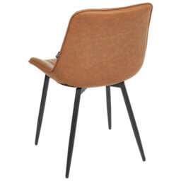 Wyld And Coco Ariahome Set Of 2 Brown Armless Faux Leather Dining Chairs With Black Steel Legs - thumbnail 5