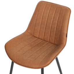 Wyld And Coco Ariahome Set Of 2 Brown Armless Faux Leather Dining Chairs With Black Steel Legs - thumbnail 6