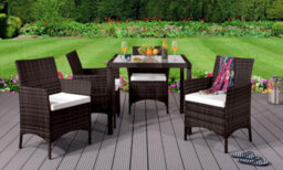 Comfy Living  4 Seater Square Rattan Garden Dining Set In Chocolate