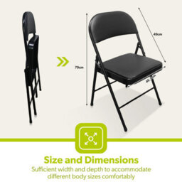 Royalford Heavy Duty Folding Padded Chair With Metal Frame For Outdoor & Indoor Home Office Dining, Easy Store, Back Rest, Black - thumbnail 3