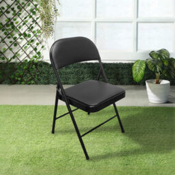 Royalford Heavy Duty Folding Padded Chair With Metal Frame For Outdoor & Indoor Home Office Dining, Easy Store, Back Rest, Black - thumbnail 2