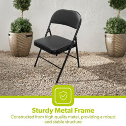 Royalford Heavy Duty Folding Padded Chair With Metal Frame For Outdoor & Indoor Home Office Dining, Easy Store, Back Rest, Black - thumbnail 7