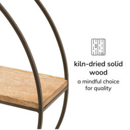 MH London Marly Wall Shelf Floating Shelf Wall Mounted Shelf Book Shelves Solid Wood & Iron Storage Shelf Bronze & Natural 49.5 Cm Round - thumbnail 5