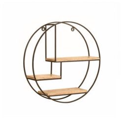 MH London Marly Wall Shelf Floating Shelf Wall Mounted Shelf Book Shelves Solid Wood & Iron Storage Shelf Bronze & Natural 49.5 Cm Round - thumbnail 2