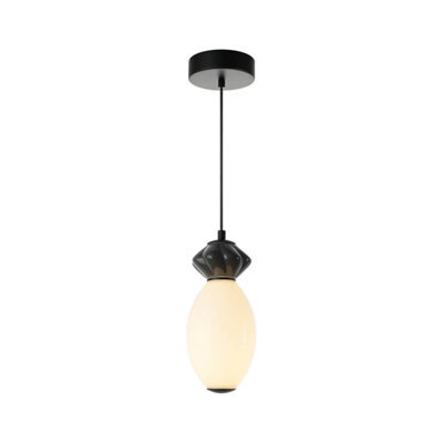 Luminosa Lighting Luminosa Balos Ii Slim Pendant Ceiling Light Matt Black With Opal, Grey, Ceramic Shades 3000K Warm White - image 1