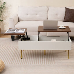 Costway Lift Top Coffee Table Modern Center Table With Metal Legs-Walnut - thumbnail 4