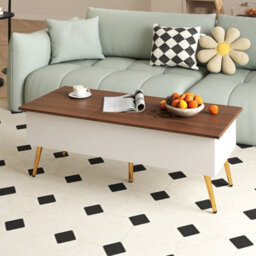 Costway Lift Top Coffee Table Modern Center Table With Metal Legs-Walnut - thumbnail 5