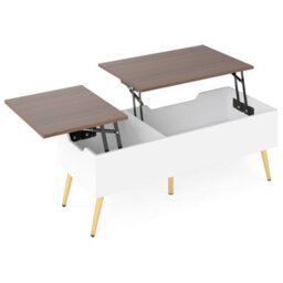 Costway Lift Top Coffee Table Modern Center Table With Metal Legs-Walnut - thumbnail 2