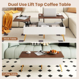 Costway Lift Top Coffee Table Modern Center Table With Metal Legs-Walnut - thumbnail 9