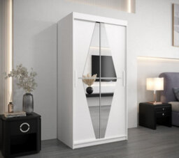 Arte Boliwia Contemporary 2 Mirrored Sliding Door Wardrobe 5 Shelves 2 Rails White (H)2000mm (W)1000mm (D)620mm - thumbnail 2