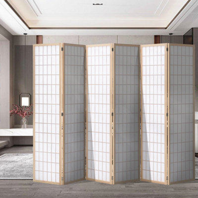 Living And Home 6 Panel Wooden Room Divider Privacy Screen Folding Room Partition Natural 180 Cm (H) X 270 Cm (W) - image 1