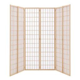 Living And Home 6 Panel Wooden Room Divider Privacy Screen Folding Room Partition Natural 180 Cm (H) X 270 Cm (W) - thumbnail 5