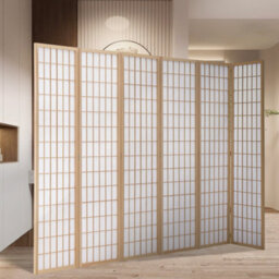 Living And Home 6 Panel Wooden Room Divider Privacy Screen Folding Room Partition Natural 180 Cm (H) X 270 Cm (W) - thumbnail 2