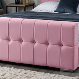 UKBEDFURNITURE Orlando Pink Plush Valvet Upholstered Bed Frame Only- Blackboard - 48 Inch Headboard - thumbnail 3