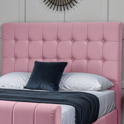 UKBEDFURNITURE Orlando Pink Plush Valvet Upholstered Bed Frame Only- Blackboard - 48 Inch Headboard - thumbnail 2