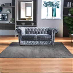 Chesterfield Crystal 2 Seater Sofa Modena Anthracite Black Velvet Fabric In Classic Style - thumbnail 2