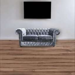 Chesterfield Crystal 2 Seater Sofa Modena Anthracite Black Velvet Fabric In Classic Style - thumbnail 4