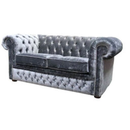 Chesterfield Crystal 2 Seater Sofa Modena Anthracite Black Velvet Fabric In Classic Style - thumbnail 5