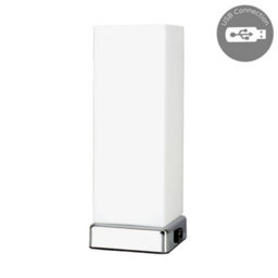 Valuelights Lazio Chrome And White Modern Frosted Glass Bedside Touch Table Lamp With Usb Charging Port - thumbnail 7