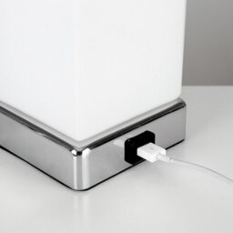 Valuelights Lazio Chrome And White Modern Frosted Glass Bedside Touch Table Lamp With Usb Charging Port - thumbnail 6