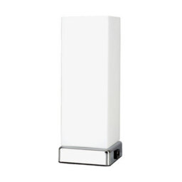 Valuelights Lazio Chrome And White Modern Frosted Glass Bedside Touch Table Lamp With Usb Charging Port