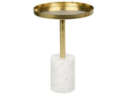 Wyld And Coco Novahome Round Side Table With White Marble Base And Gold Metal Top 36Cm - thumbnail 1