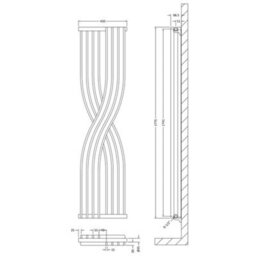 Hudson Reed Xcite Wall Hung Vertical Designer Radiator, Modern Radiator For Bathroom In High Gloss White Finish, 1775 X 450mm - thumbnail 2