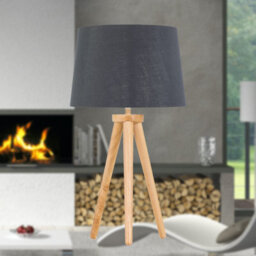 First Choice Lighting Voyage - Light Oak Table Lamp Bedside Light With Grey & Silver Shade - thumbnail 4
