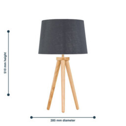 First Choice Lighting Voyage - Light Oak Table Lamp Bedside Light With Grey & Silver Shade - thumbnail 5