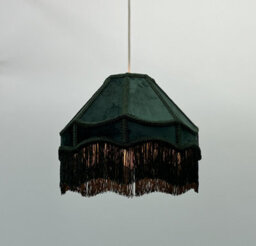 K Living Stunning Green Traditional Velvet Lamp Shade With Tassels 10Inch - thumbnail 2