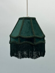K Living Stunning Green Traditional Velvet Lamp Shade With Tassels 10Inch - thumbnail 3