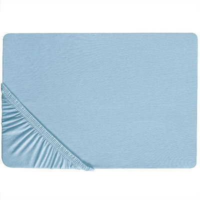 Beliani Fitted Sheet Hofuf Cotton 200 X 200 Cm Light Blue - image 1