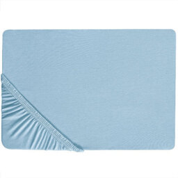Beliani Fitted Sheet Hofuf Cotton 200 X 200 Cm Light Blue - thumbnail 1