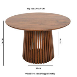 Buttercup Farm Slatted 4 To 6 Seater Round Dining Table - Mango Wood - L120 X W120 X H76 Cm - thumbnail 6