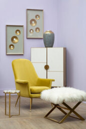 Orsina White Sheepskin Stool ,silver Finished Kitchen Seat With Crossed Legs, Patio Stool,metal Framed Lounge Stool - thumbnail 3