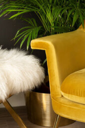 Orsina White Sheepskin Stool ,silver Finished Kitchen Seat With Crossed Legs, Patio Stool,metal Framed Lounge Stool - thumbnail 5