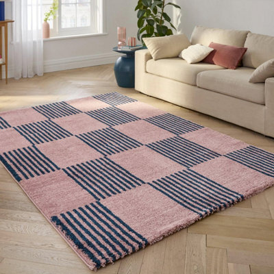 Sweeek - Blue And Pink Checkerboard Indoor Rug, Fergew, 230X160 Cm - image 1