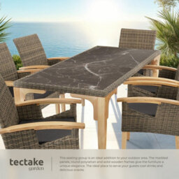 Tectake Garden Table And Chairs - Foggia Dining Table, 6 Rosarno Chairs - Nature - thumbnail 4