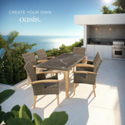 Tectake Garden Table And Chairs - Foggia Dining Table, 6 Rosarno Chairs - Nature - thumbnail 8
