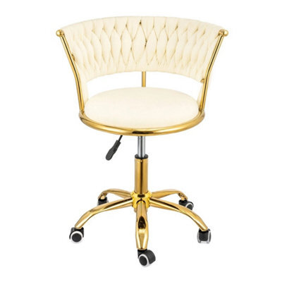 Velvet Vanity Chair With Gold Frame, Adjustable Height Swivel Desk Chair - image 1