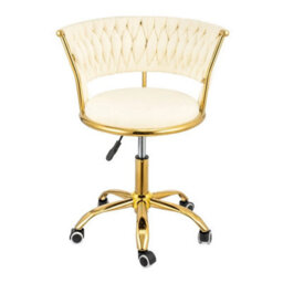 Velvet Vanity Chair With Gold Frame, Adjustable Height Swivel Desk Chair