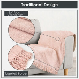 Emma Barclay Darcy Tassel Blanket/throw For Sofa Chair Bed Blush  130X150Cm - thumbnail 6