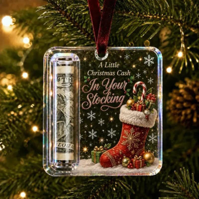 Amorly 3 Pack Christmas Acrylic Cash Holder Ornament Money Holder Hanging Decoration For Christmas Tree Gift - image 1