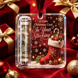 Amorly 3 Pack Christmas Acrylic Cash Holder Ornament Money Holder Hanging Decoration For Christmas Tree Gift - thumbnail 4