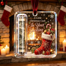 Amorly 3 Pack Christmas Acrylic Cash Holder Ornament Money Holder Hanging Decoration For Christmas Tree Gift - thumbnail 3